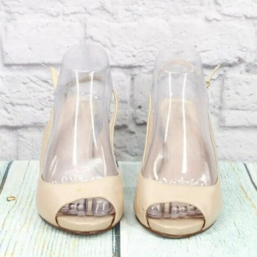 Cole Haan Cream Leather Peep Toe High Stilettos Pump Shoes Size 8.5 B - Picture 4 of 9